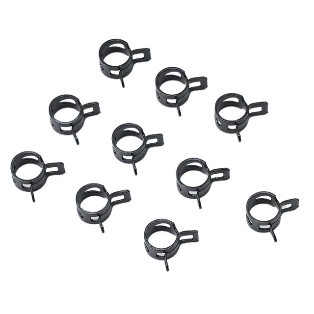 Secure Your Hoses with 10pcs Black Spring Clips Suitable for Multiple Sizes
