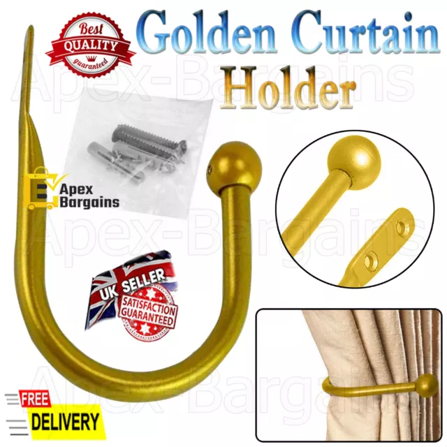 1x Sturdy U Shape Window Curtain Hold Backs Tie Back Hooks Metal Holdback Holder