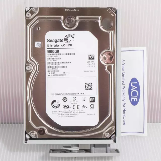 LaCie Seagate Enterprise 5TB Hard Drive, Mounted in 2Big Thunderbolt Raid Tray