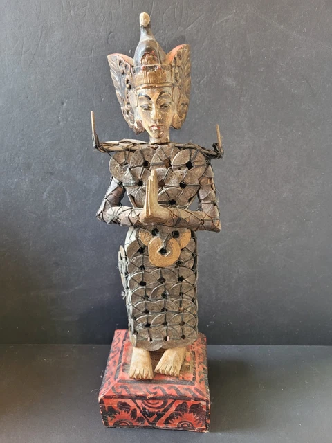 Indonesian Balinese Kepong Dewi Rice Goddess Folk Art Coins Statue  Asian God