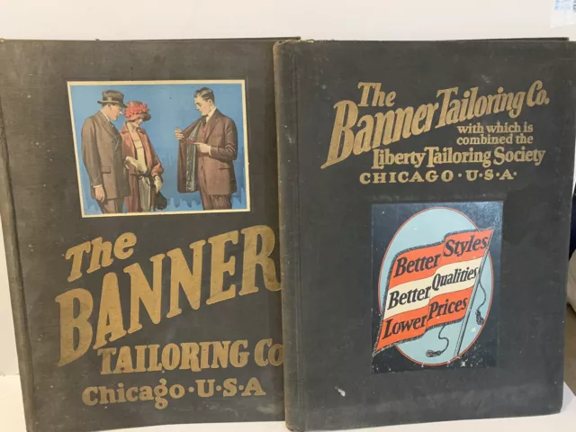 Antique Banner Tailoring Co. Swatch Sample Books Lot Of 2 Unique HTF- Read!