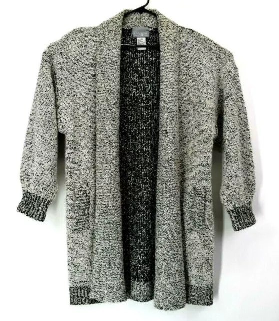 Accent On You Women's Large 100% Acrylic Open Front Long Sleeve Cardigan Gray