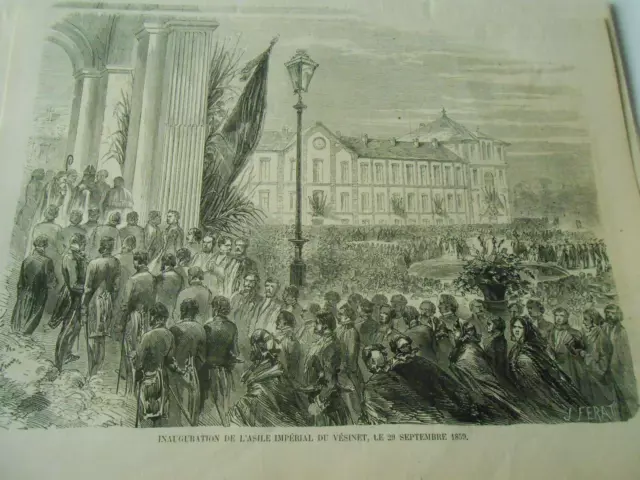 1859 engraving - Inauguration of the Imperial Asylum of Vesinet