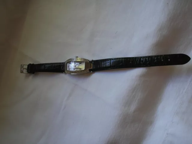 Genuine Ladies Swarovski Watch with Black Leather Strap
