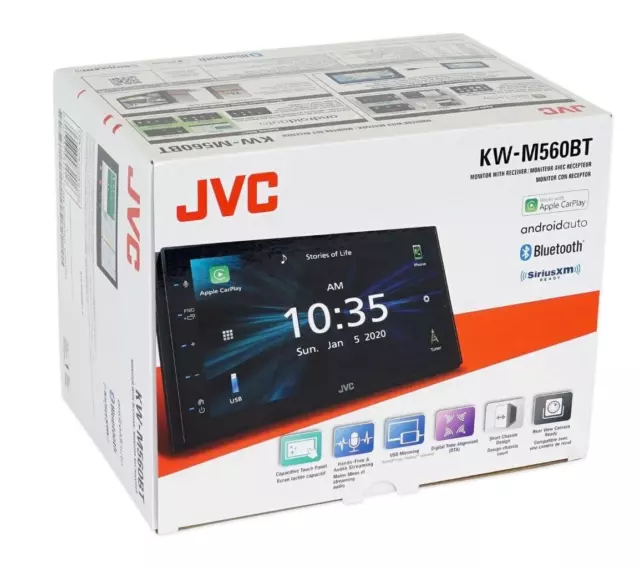 JVC KW-M560BT- 2-Din 6.8" Bluetooth Digital Media Car Play/Android Auto Receiver