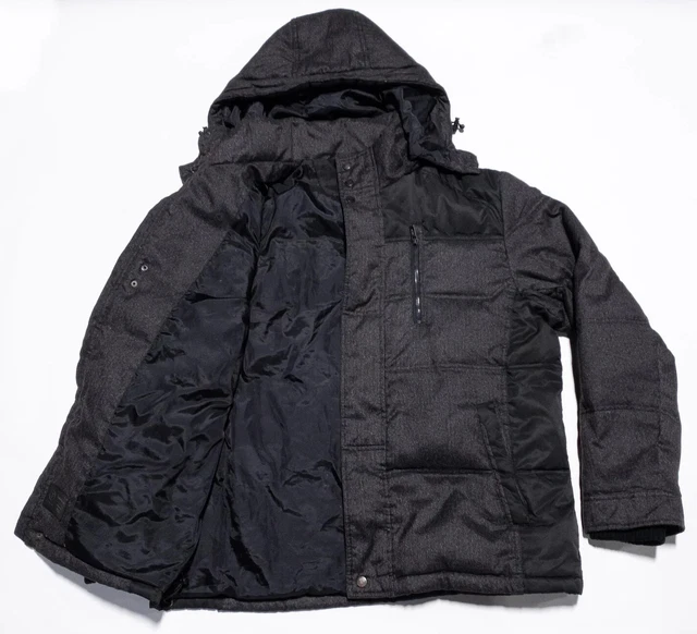 Tumi T-Tech Down Jacket Men's Large Puffer Full Zip Hooded Black Gray Travel