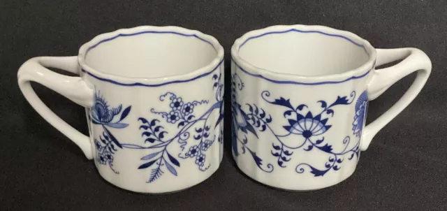 Blue Danube China Coffee Mugs 3.25" Tall Blue Onion Japan 2pc Set-EXCELLENT