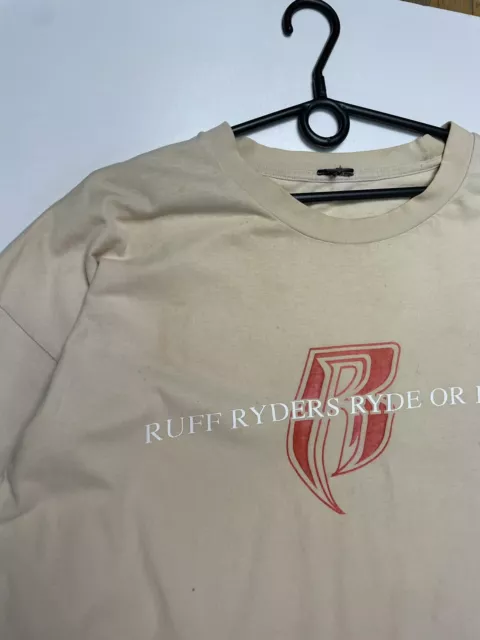Ruff Ryder’s Dirty Denim Rare Vintage T Shirt Beige Size XXL 2XL 3