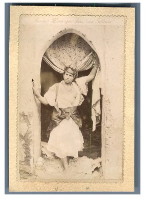 Tirage Albuminé Vintage Algérie Femme Mauresque Circa 1880 - Format 5,5x8 Cm, Référence CK6770