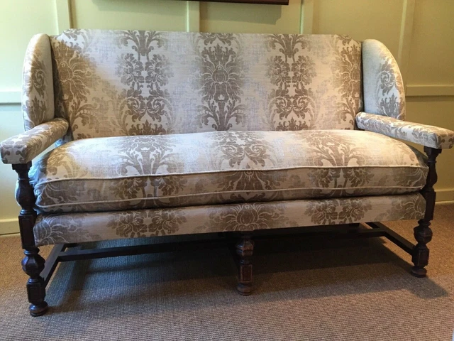 Professionally Restored Edwardian Parlour Sofa Settee Designer fabric & Vegan