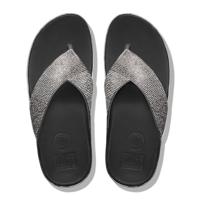 New Wmns Fitflop Crystall Silver Thong Sandal Size 5 3