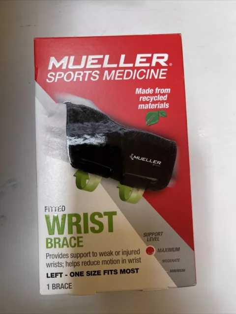 Mueller Sports Medicine Fitted Wrist Brace LEFT One Size Fits Most Max Support