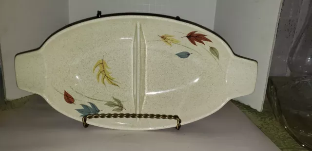 Vintage Franciscan Autumn Leaves Divided Serving Dish Mid-century Modern 13.5 in