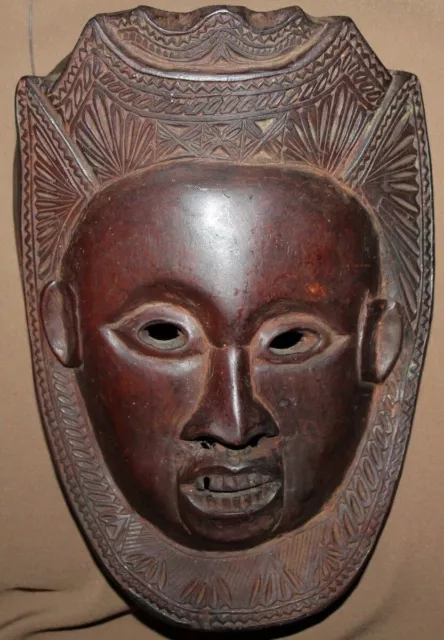 Maschera Viso Tribale In Legno Vintage Intagliato A Mano