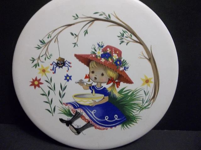 Vintage English Tile NURSERY RHYME Little Miss Muffet 6"