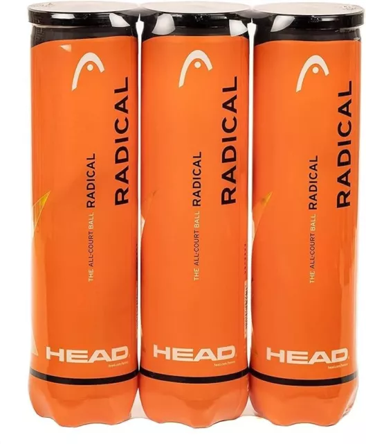 HEAD Radical Tennis Balls, Triple Pack 12 Balls