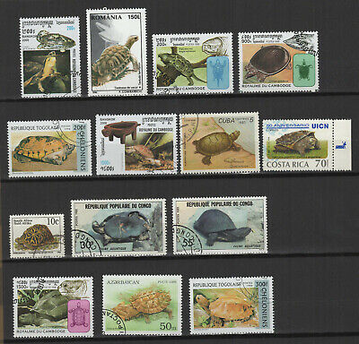 Tortue un lot de 14 timbres oblitérés /TR9723