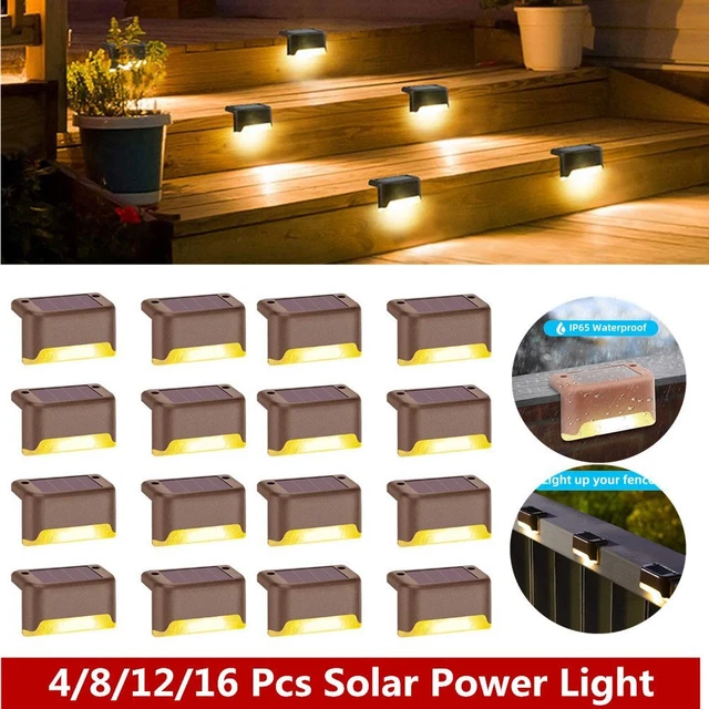 16PCS SOLAR POWERED LED Deck Lights Outdoor Path Garden Stair Step