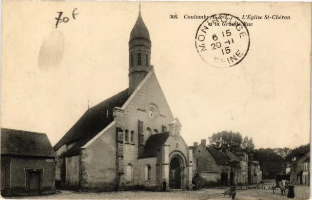 CPA COULOMBS-L'Église St-Cheron et-la-GRANDE Rue (184418)