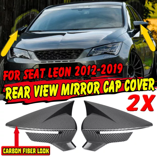 2X Carbon Optik Spiegelkappen Außenspiegel Für Seat Leon MK3 MK3.5 5F 2012-2019