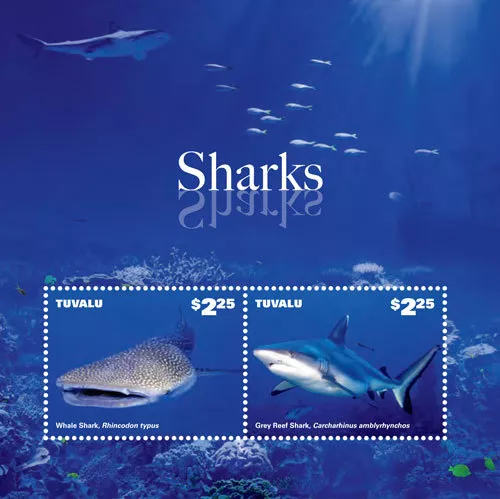 Tuvalu 2014 - Sharks - Marine Life - Souvenir  Stamp Sheet - MNH