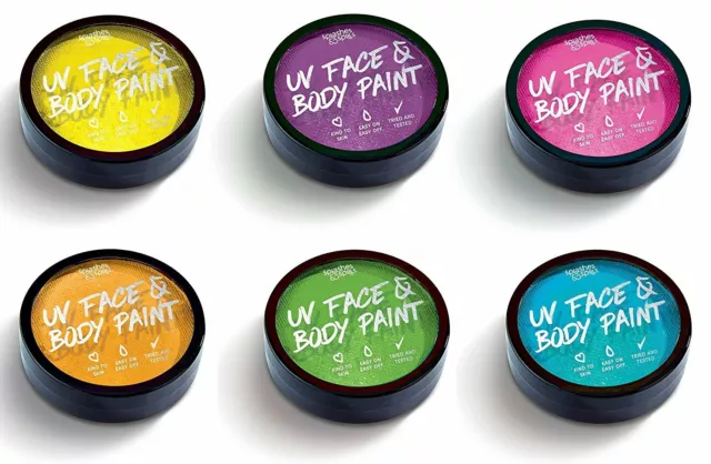 UV Black Light Face and Body Paint - 6 Color Pack by Splashes & Spills