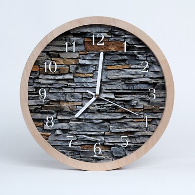 Bamboo Tulup Horloge murale en bois 30fi cm horloge en bois Bamboo pierres 