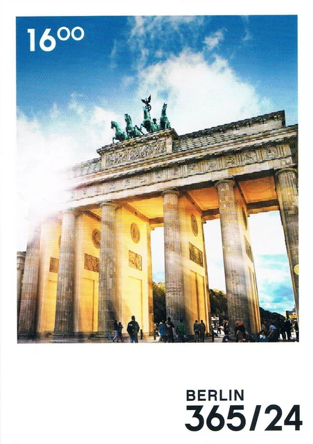 Postcard Germany Berlin 16 Uhr Brandenburger Tor Brandenburg Gate Quadriga Mauer