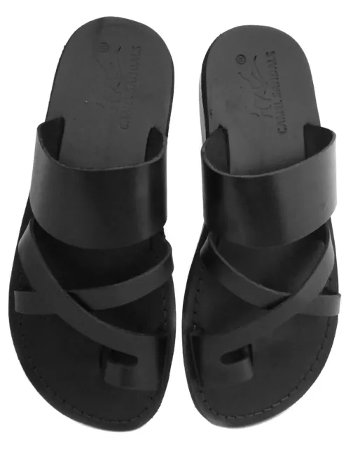 Biblique Sandales En Cuir Noir Chaussures De Jésus Pour Hommes 36-50