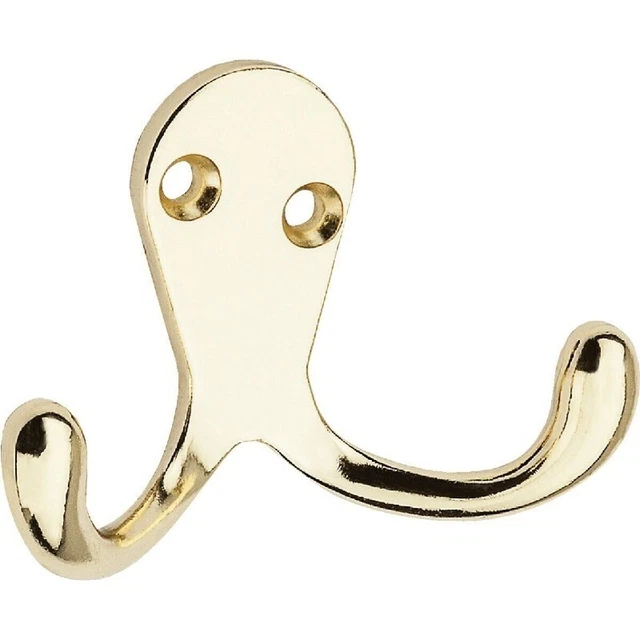 2 Pack National Hardware N243-758 Bright Brass Closet Bathroom Bedroom Robe Hook