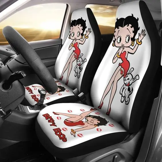 Betty Boop with Dogs in White theme Car Seat Covers (set of 2)