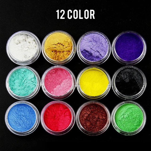 12 piezas/juego de pigmento de mica natural en polvo para jabón cosméticos resina color de uñas [Reino Unido]