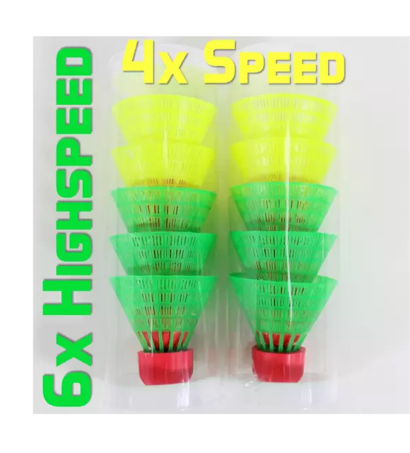 10x Speedbadminton Federbälle schnell | Badmintonbälle gelb neon Bälle Federball