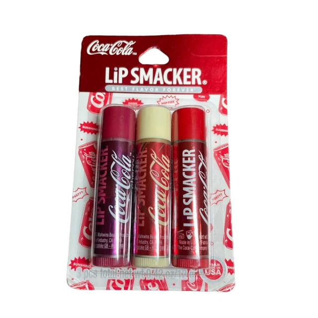 Lip Smacker Coca Cola Lip Balm, Original, Vanilla and Cherry Pk of 3 -New In Pkg
