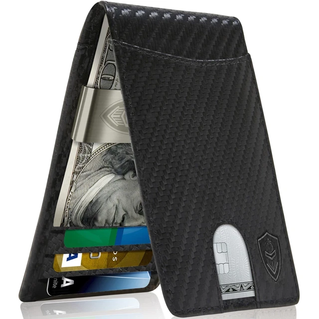 Mens Wallet Genuine Leather Slim Wallets For Men W/ Money Clip RFID Card Holder