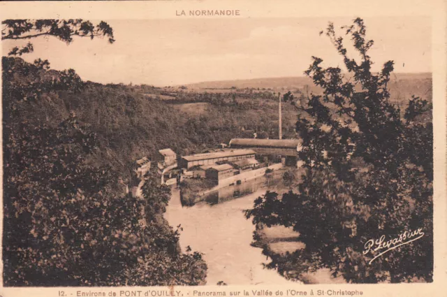 Carte postale ancienne ORNE PONT d'OUILLEY 12 panorama Vallée de l'Orne timbrée