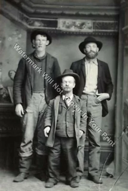 A75 SCARY FREAKY ODD STRANGE Farmers Cowboys Midget BIZARRE VINTAGE PHOTO WEIRD