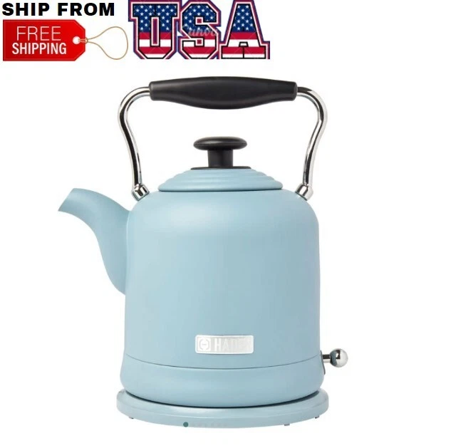 Haden Highclere 1.5 Liter Vintage Cordless Electric Tea Pot Kettle, Blue