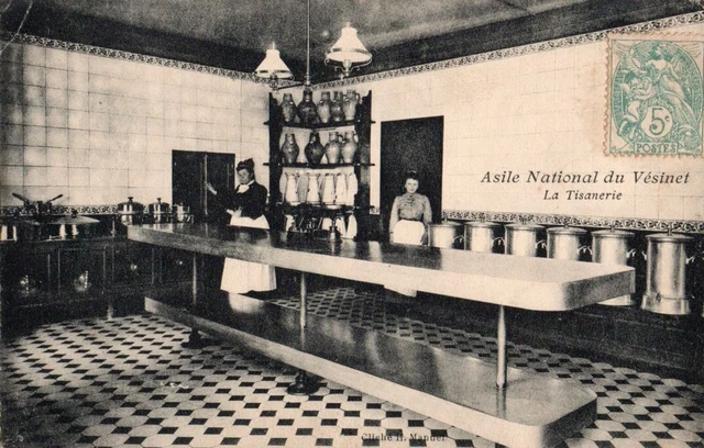 78 Cpa Animee Debut 1900 Asile National Du Vesinet La Tisanerie