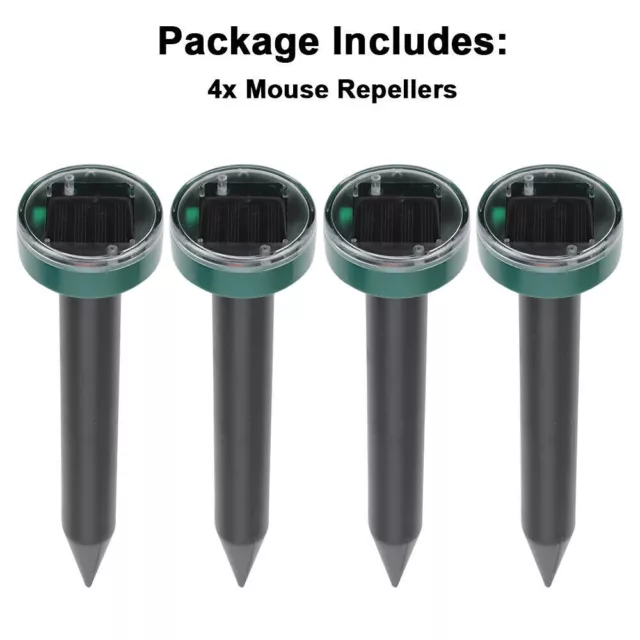 1-4 Pcs Mole Rat Repellent Solar Ultrasonic Repeller Spike Deterrent Garden Pest