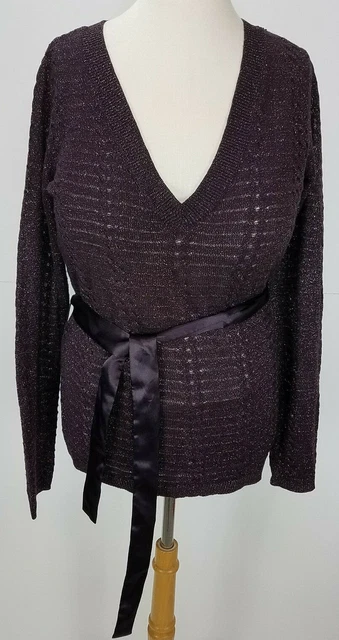 New York & Company women long sleeve v-neck knit sweater sz. XS