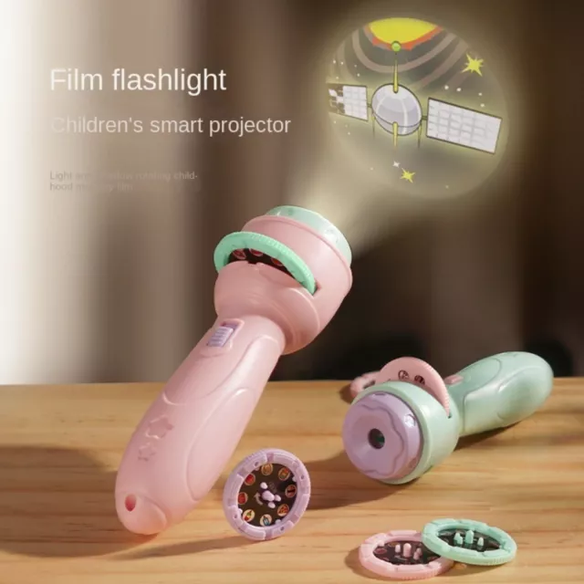 3Colors Baby Projector Torch 10Cards Children Luminous Toys  Bedtime Story Book
