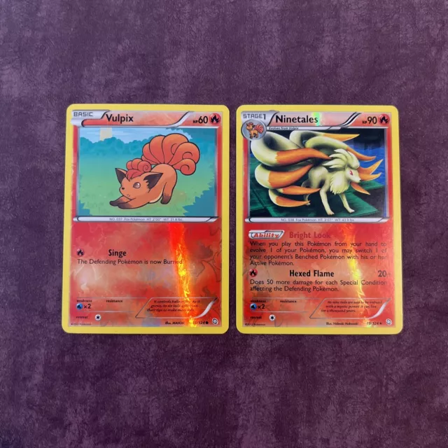 Ninetales 19/124 & Vulpix 18/124 Reverse Holo B&W Dragons Exalted Pokémon Lot x2