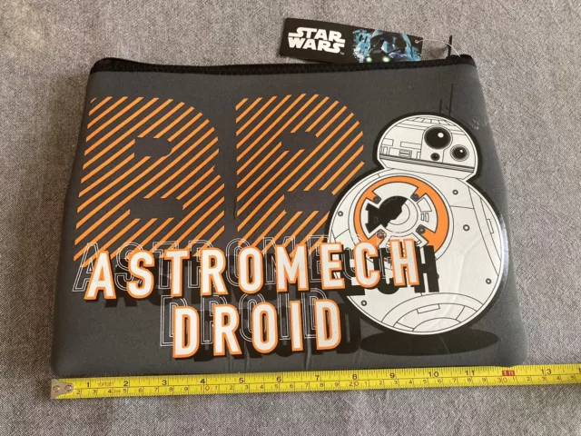 STAR WARS R2D2 BB8 Large Neoprene 2 Zip Flat Pencil Case 32cm x 24cm NEW