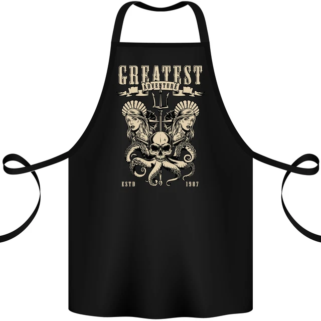 Grembiule Tridente Teschio Immersioni Polpo Cthulhu Cotone 100% Biologico