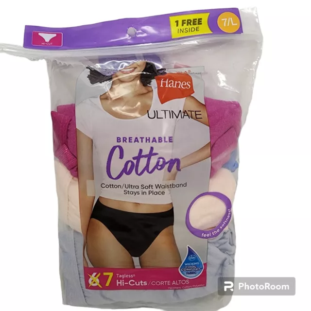 Hanes Women's Ultimate Breathable Cotton Hi-Cut Panties (6 Pack) 
