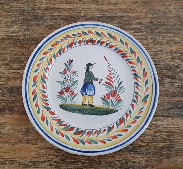 Plato De Loza Cerámica Henriot Quimper Xixème. Pintado en La Manual