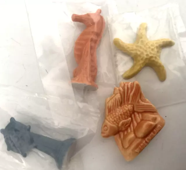 LOT 4 Vtg WADE WHIMSIES FIGURINE Mini Ceramic FISH Nautical Wonderland SEA 1