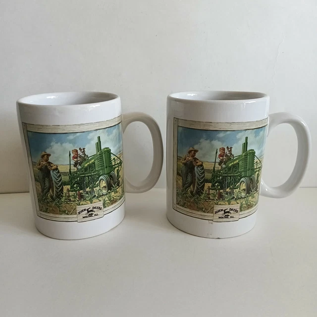 Pair of John Deere Moline Illinois Coffee Mug Cup #31058, Lot of 2 ***READ***