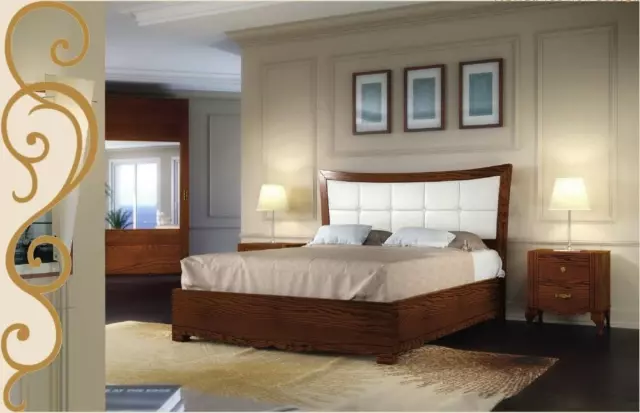 Ensemble Set 3tlg Chambre à Coucher Lit Table de Chevet Lits Groupe Bois Meuble